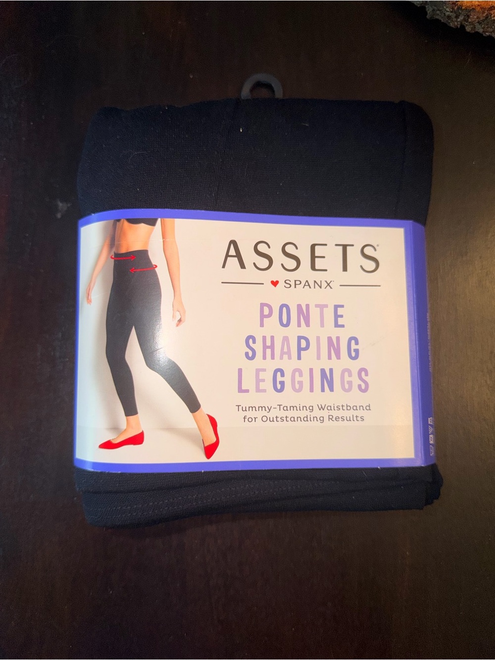 NWT Assets by Spanx Black Ponte Shaping Leggings Tummy Control Size Large